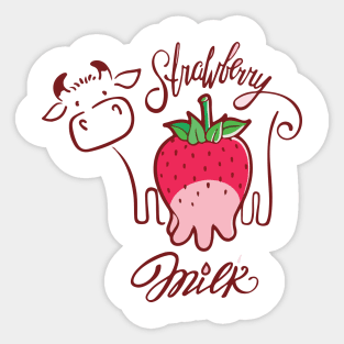 strawberry cow Milk Sticker